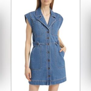 Veronica Beard Jax Dress Light Cornflower Denim mini cap sleeve Sz 10 NEW